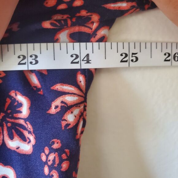 Gloria Vanderbilt Womens Blouse Size XL Blue Floral V Neck 3/4 Sleeve Batik Boho - Picture 6 of 12